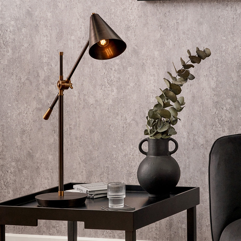 Emiliano Antique Bronze and Antique Brass Adjustable Task Table Lamp